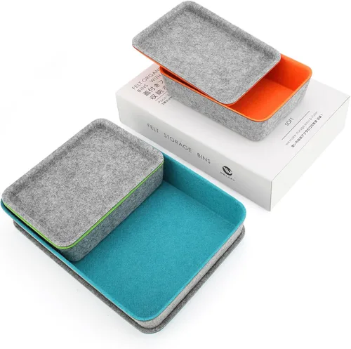 Miniatura 7 de Welaxy Organizador de cajones apilables con tapa para el hogar, oficina, trabajo, caja de almacenamiento de escritorio con tapa para maquillaje