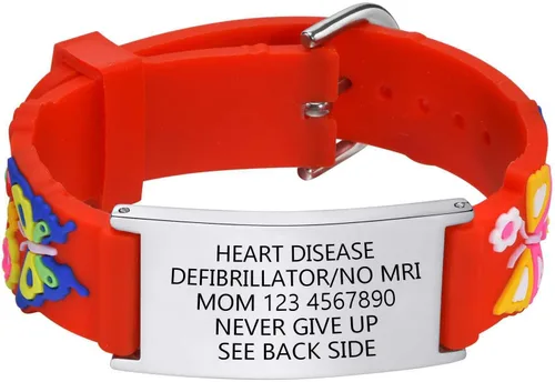 Miniatura 32 de Pulsera de Identificación Médica Personalizada para Niños - Pulsera de Identificación de Silicona Linda para Autismo Alergia Convulsiones