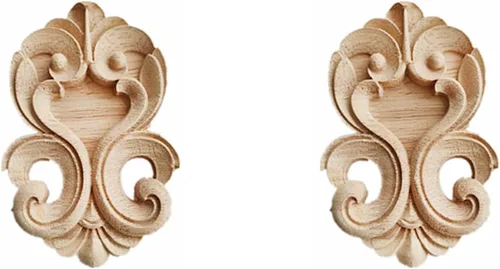 Miniatura 11 de 2 calcomanías de talla de madera sin pintar, apliques de madera tallada para muebles de bricolaje, apliques para pared, cama, puerta, armario, 7