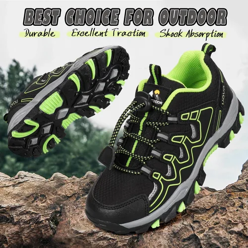 Miniatura 4 de UOVO Tenis para niños y niñas, para senderismo, correr, caminar al aire libre, tenis impermeables antideslizantes