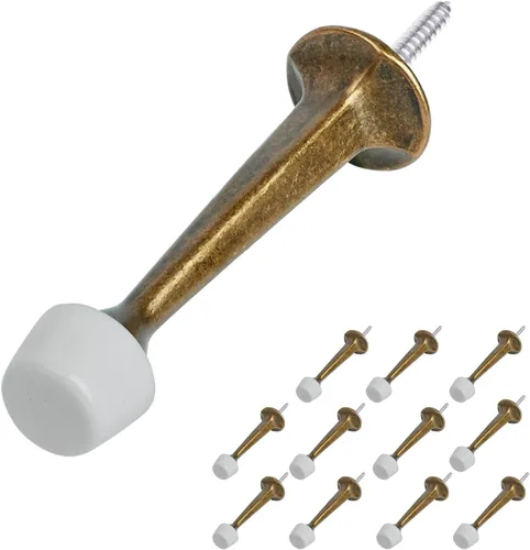 Miniatura 8 de HOMOTEK - Paquete de 12 topes de puerta rígidos sólidos resistentes con punta de goma suave, tope de puerta de zinc fundido para proteger la pared
