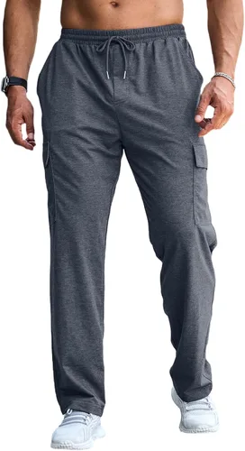 Miniatura 2 de CTU Pantalones deportivos holgados de moda para hombre, ligeros, para entrenamiento, pantalones deportivos con parte inferior abierta con bolsillos