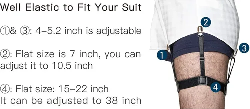 Miniatura 9 de Estancias de camisa para hombre, soportes para camisas, ligas de camisa, 1 par para hombres y mujeres (negro mágico), Negro