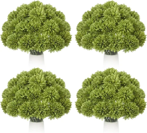 Tigeen 50 Pcs Artificial Flowers Chrysanthemum Ball Fake Flowers Lifelike Artificial Chrysanthemum Ball for DIY Wedding Bouquets Bridal Shower Table