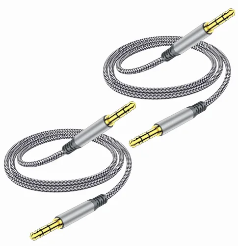 Miniatura 8 de Henrety Cable auxiliar trenzado de nailon de 0.138 in (6.5 pies/6.6 ft) - Cable auxiliar de audio macho a macho para auriculares, automóvil, estéreo