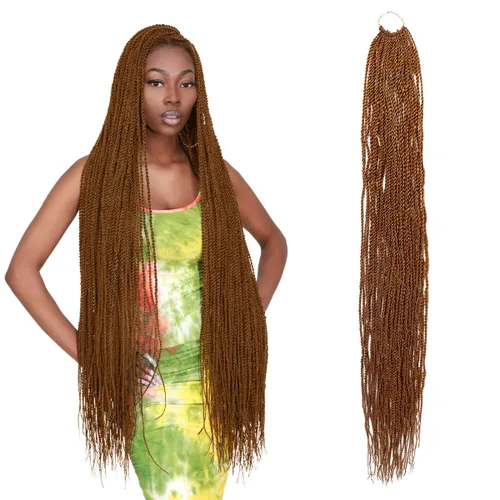 Miniatura 20 de AU-THEN-TIC Cabello senegalés con trenzas de ganchillo de 22 pulgadas, 6 paquetes de 40 mechones por paquete, extensiones de cabello de ganchillo