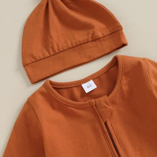 Miniatura 4 de KMBANGI Mameluco para bebé recién nacido, con cremallera y gorro