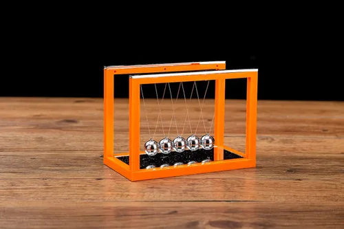 Miniatura 2 de Newtons - Bolas de equilibrio para cuna, 5 bolas de péndulo, con espejo para decoración de escritorio, movimiento cinético para el hogar