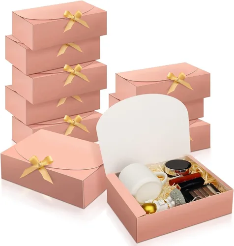 Miniatura 10 de SWANGSA Juego de 11 cajas de regalo negras con tapas, cajas de regalo de papel kraft de 10.6 x 8 x 3 pulgadas para regalos, caja de propuesta