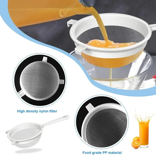 Miniatura 4 de Juego de 3 coladores de kéfir de malla fina de nailon de plástico con asa, colador de malla fina para yogur, hornear, cocina, kéfir, té, jugo, pasta
