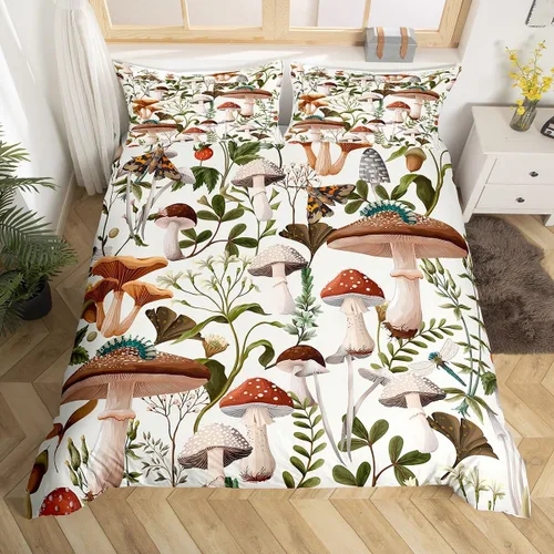 Miniatura 26 de Funda de edredón de hongos salvajes, acuarela, decoración de plantas naturales para exteriores, juegos de ropa de cama para niños, adolescentes