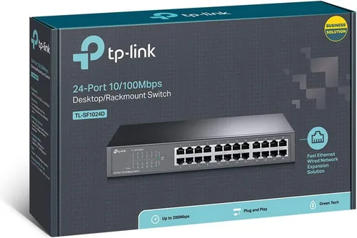 Miniatura 4 de TP-Link Interruptor Ethernet rápido de 24 puertos de 10/100 Mbps, Plug & Play, montaje en escritorio/rack, metal resistente con puertos blindados