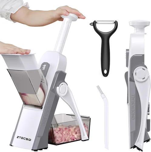 Miniatura 9 de (Todo en 1) Versión mejorada Cortadora de mandolina para cocina y mandolina ajustable. Cuchilla desmontable, cortador de verduras de cocina, corte