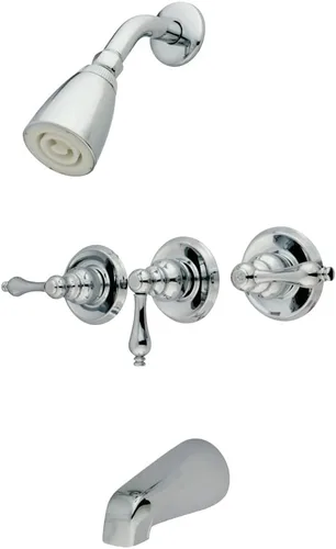 Miniatura 9 de Kingston Brass KB237AL Grifo victoriano de triple mango para bañera y ducha en latón cepillado Cobrizo cepillado