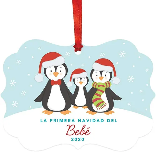 Miniatura 31 de Andaz Press Adorno de recuerdo de Navidad con marco de fantasía de familia española, Nuestra Primera Navidad Como UNA Familia De Tres 2024, Familia