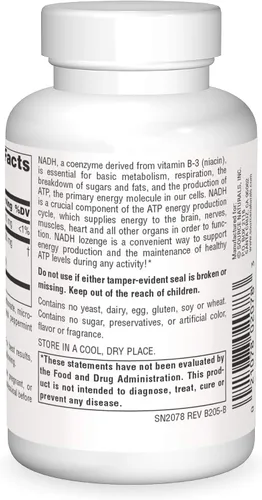 Miniatura 2 de Source Naturals NADH 10 mg, aumenta la energía y el estado de alerta mental - 10 Tabletas