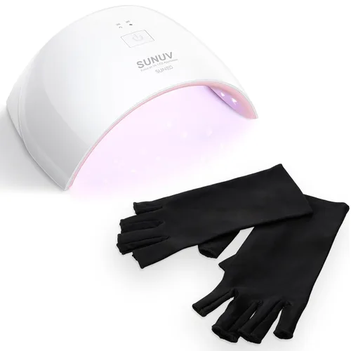 SUNUV SUN9C - Lámpara LED para uñas, guantes de luz UV para uñas de gel, sin dedos, UPF 50+, guantes anti UV para lámpara de gel, secadora de uñas