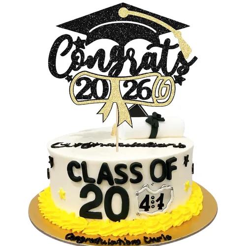 Miniatura 24 de Gyufise 1 decoración de pastel de graduación azul 2024 de felicitaciones para tartas de graduación 2024, decoración de pastel con purpurina