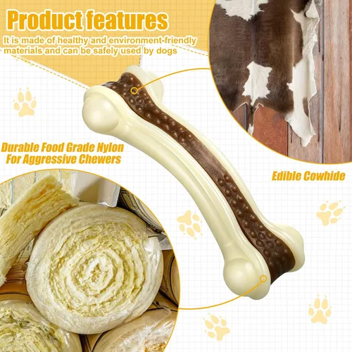 Miniatura 3 de Sosation - Juguetes en forma de hueso para perros para masticadores agresivos, pack de 2 juguetes navideños para cachorros en etapa de dentición