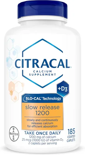 Citracal Liberación Lenta - Calcio 1200 mg con Vitamina D3, Magnesio, Suplemento de Calcio, Apoyo para la Salud Ósea, Tomar Una Vez al Día