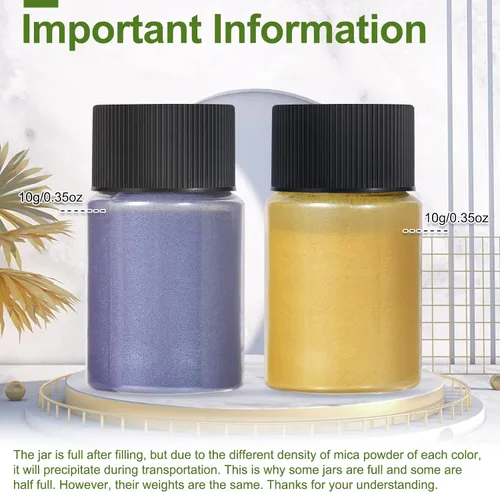 Miniatura 4 de CHANGTIKEJI Polvo de mica, 36 colores - 10 g/botella de polvo de pigmento natural para resina epoxi, fabricación de jabón, fabricación de velas