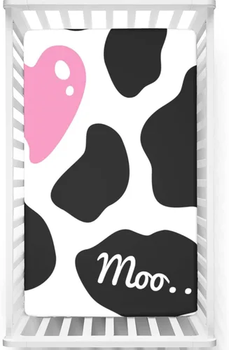 Miniatura 9 de Sábanas bajeras ajustables con temática de vaca, sábanas portátiles para minicuna de material ultra suave, sábana para colchón de cuna o sábana