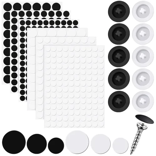Eersida 100 piezas de tapas para tornillos autoperforantes de plástico y 580 piezas de pegatinas autoadhesivas para cubrir agujeros de tornillos de