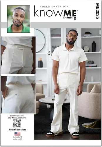 Know Me - Camisa polo de manga corta para hombre y pantalones acampanados ajustados con patrón de costura, código de diseño ME2035, tallas
