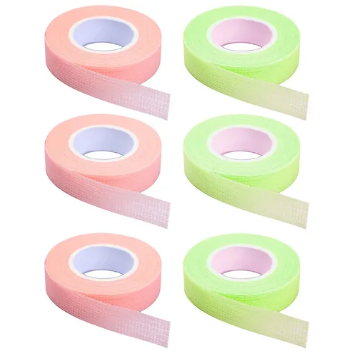 6 rollos de cinta adhesiva para pestañas, cinta adhesiva de tela para extensión de pestañas, cinta de microporo transpirable de tela para