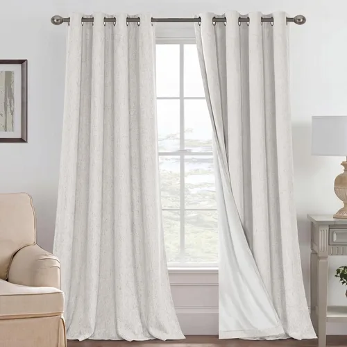 Miniatura 167 de H.VERSAILTEX Cortinas opacas de lino de 72 pulgadas de largo, 100% absolutamente opacas, con aislamiento térmico, con textura de lino, cortinas