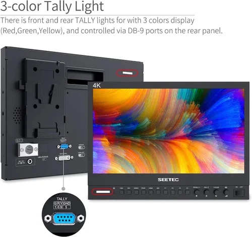 Miniatura 5 de P133-9HSD 13.3 pulgadas Pro SDI Broadcast Monitor Profesional LCD Director Estudio de Producción Monitoreo IPS Pantalla Full HD 1920×1080 Diseño