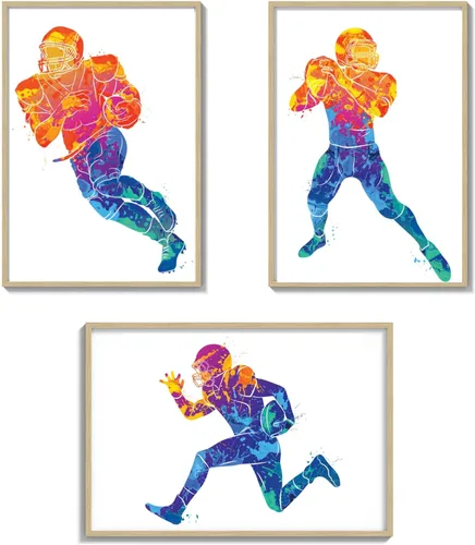Miniatura 8 de Impresiones artísticas de fútbol americano para pared, juego de 5 (8x10) carteles de fútbol americano sin marco, decoración de sala de fútbol Niños