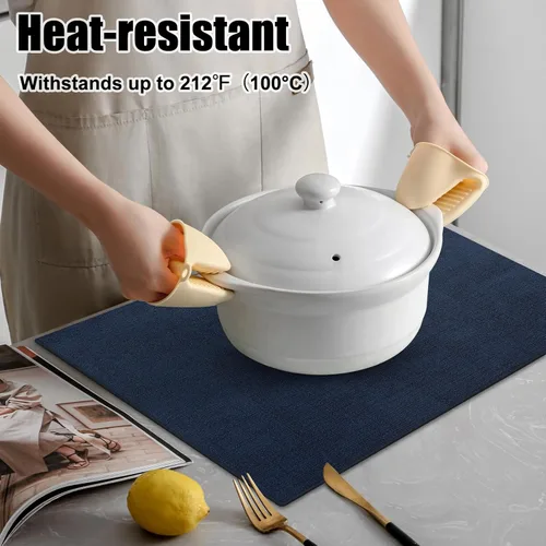 Miniatura 2 de Homaxy - Juego de 6 manteles individuales de piel sintética resistentes al calor para mesa de comedor, impermeables, lavables, limpiables, manteles