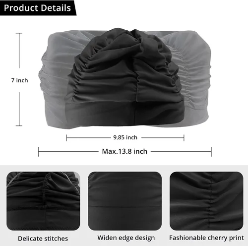 Miniatura 2 de Swim Caps for Women Swimming,1 Pcs Fabric Nylon Cloth Swim Cap, Comfort Pleated Swimming Cap for Long Hair, Not Waterproof Elastic Bathing Caps