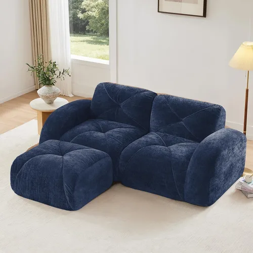 Miniatura 51 de Sofás modulares modulares de 110.6 pulgadas para sala de estar, sofá moderno de terciopelo sin hueso, no requiere montaje, cómodo sofá sin hueso