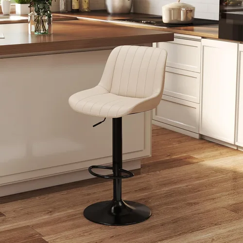 Youhauchair - Juego de 1 taburete de bar, taburetes giratorios de altura de mostrador con respaldo, sillas de bar ajustables de piel sintética,