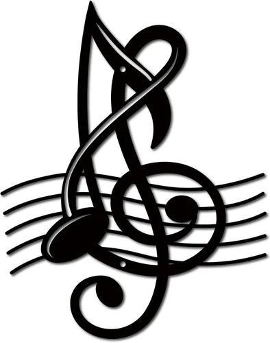 CREATCABIN Notas musicales de metal para decoración de pared, letreros de pared negros para colgar en hierro, escultura de adorno de metal para
