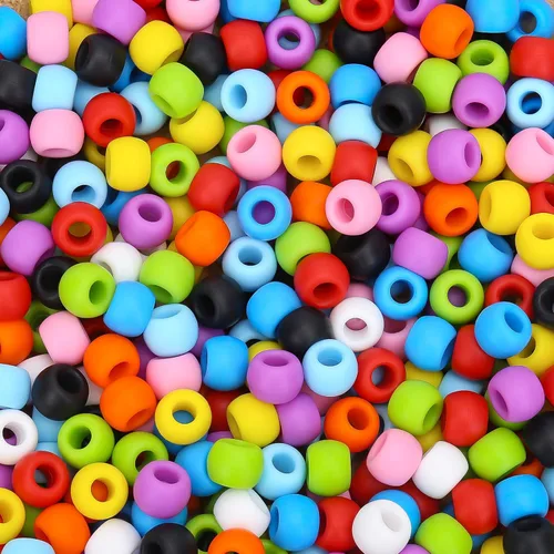 Miniatura 13 de 300 piezas de cuentas de pony de silicona para trenzar el cabello, colores negros 6 * 9 mm cuentas de kandi suaves para hacer pulseras, bolígrafos