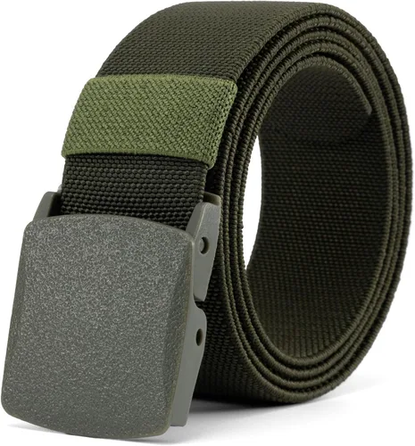 Miniatura 8 de Cinturón de nylon libre de metal para hombres correa militar extensible web con hebilla de plástico
