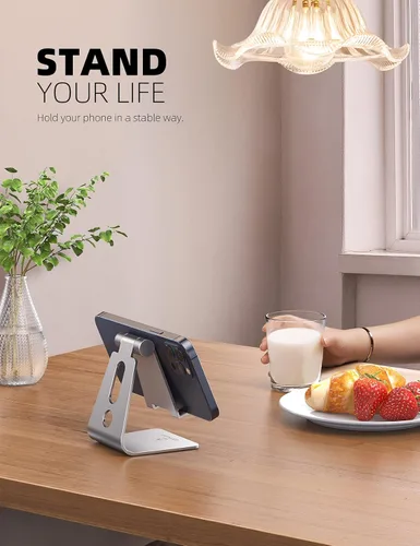 Miniatura 2 de Lamicall Soporte de teléfono universal ajustable., Plateado
