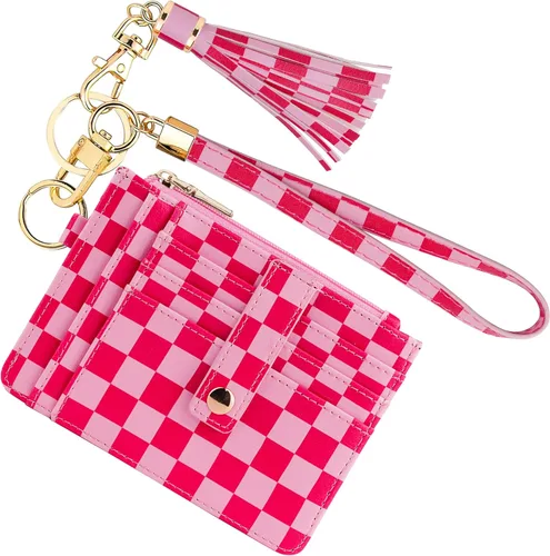 Miniatura 9 de KNGITRYI Billeteras pequeñas de pulsera para mujer RFID para tarjetas de crédito, cartera con llavero, cartera para tarjetas de crédito