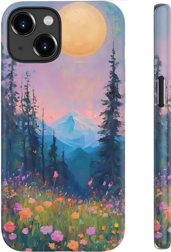 Miniatura 64 de Funda para iPhone 12 Mini, compatible con carga inalámbrica, protección de doble capa con elegante diseño de flores silvestres, silicona suave +