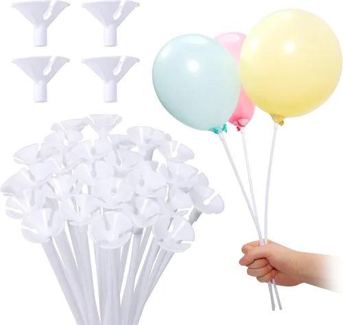 Miniatura 10 de Pllieay 100 soportes para palos de globos blancos con tazas para bodas, fiestas y decoración