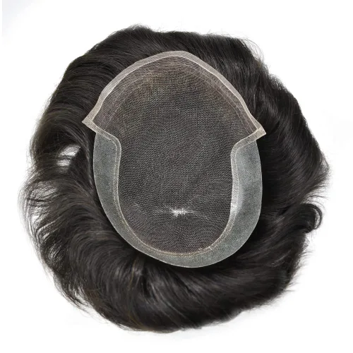 Miniatura 8 de Toupee - Pieza de cabello humano real, sistema de reemplazo de encaje suizo suave para hombre, pieza de pelo tipo tupé, protesis capilar para hombre