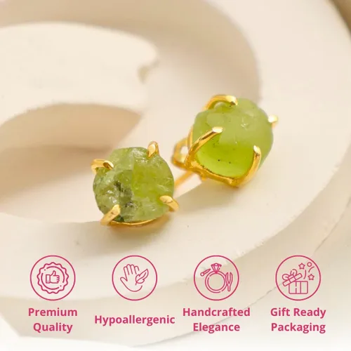 Miniatura 153 de Gempires Natural Raw Prong Setting Stud Earrings, 8-10 mm Crystals Earring, Handmade Jewelry, Gift for Her
