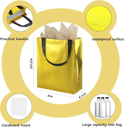 Miniatura 4 de BLEWINDZ Bolsas de Regalo Coloridas con Papel de Seda – 12 Bolsas de Regalo Reutilizables Tamaño Mediano - Ideales para Bolsa de Dulces, Cumpleaños