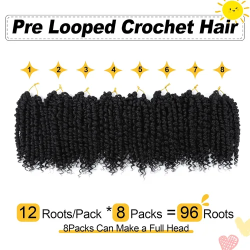 Miniatura 2 de Karida Pelo de ganchillo Passion Twist de 6 pulgadas, 8 paquetes, pelo pretrenzado de ganchillo Passion Twist para mujeres negras, pelo rizado