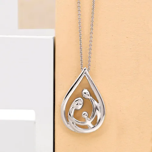 Miniatura 4 de Jewelili - Collar con colgante de plata de ley o oro rosa o amarillo sobre plata, cadena de eslabones de 18 pulgadas