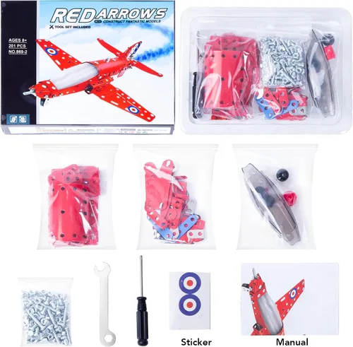 Miniatura 5 de Kit de construcción de avión modelo ensamblado, 201 piezas de kit de construcción de aviones para niños de 8 a 12 años, kit de modelo educativo
