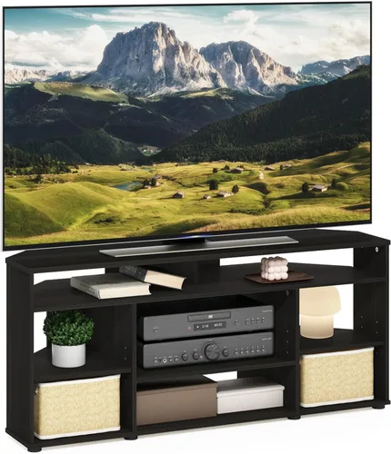 Miniatura 20 de Centro de entretenimiento para TV Furinno 12186GYW/BK, con repisas de roble francés, 42 pulgadas, gris, Madera, gris roble francés